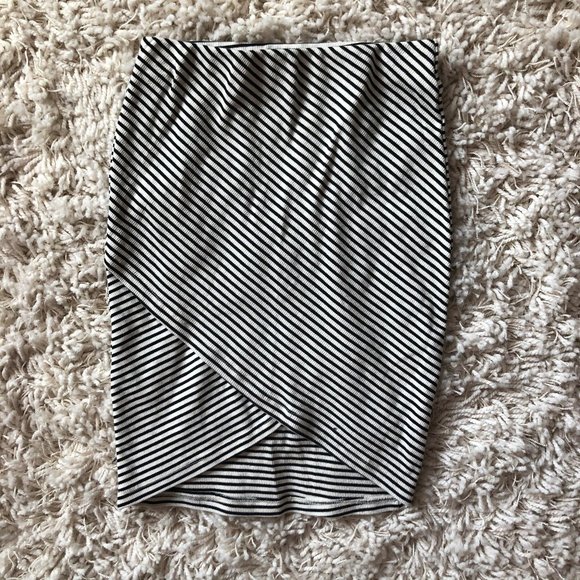 LUSH Dresses & Skirts - Striped Wrap Bodycon Skirt